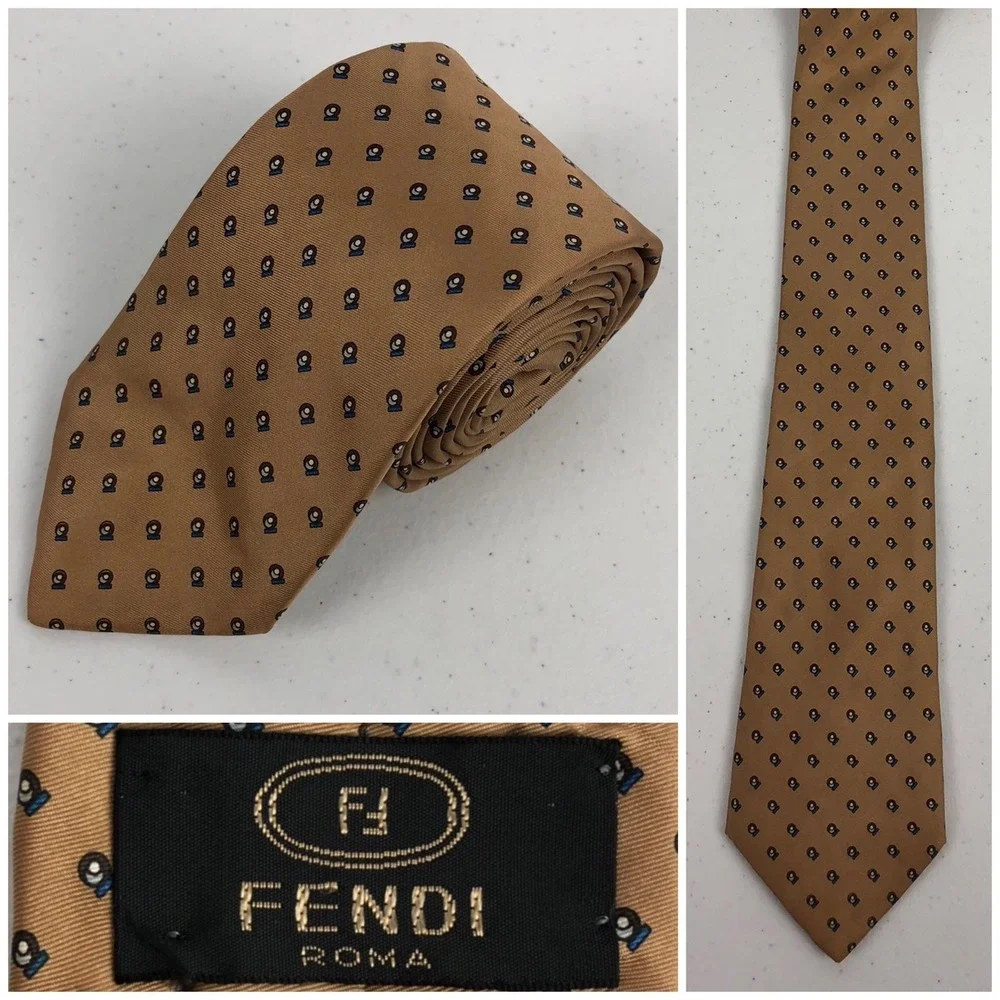 Fendi Tie All Over Multicolor Geometric Vintage